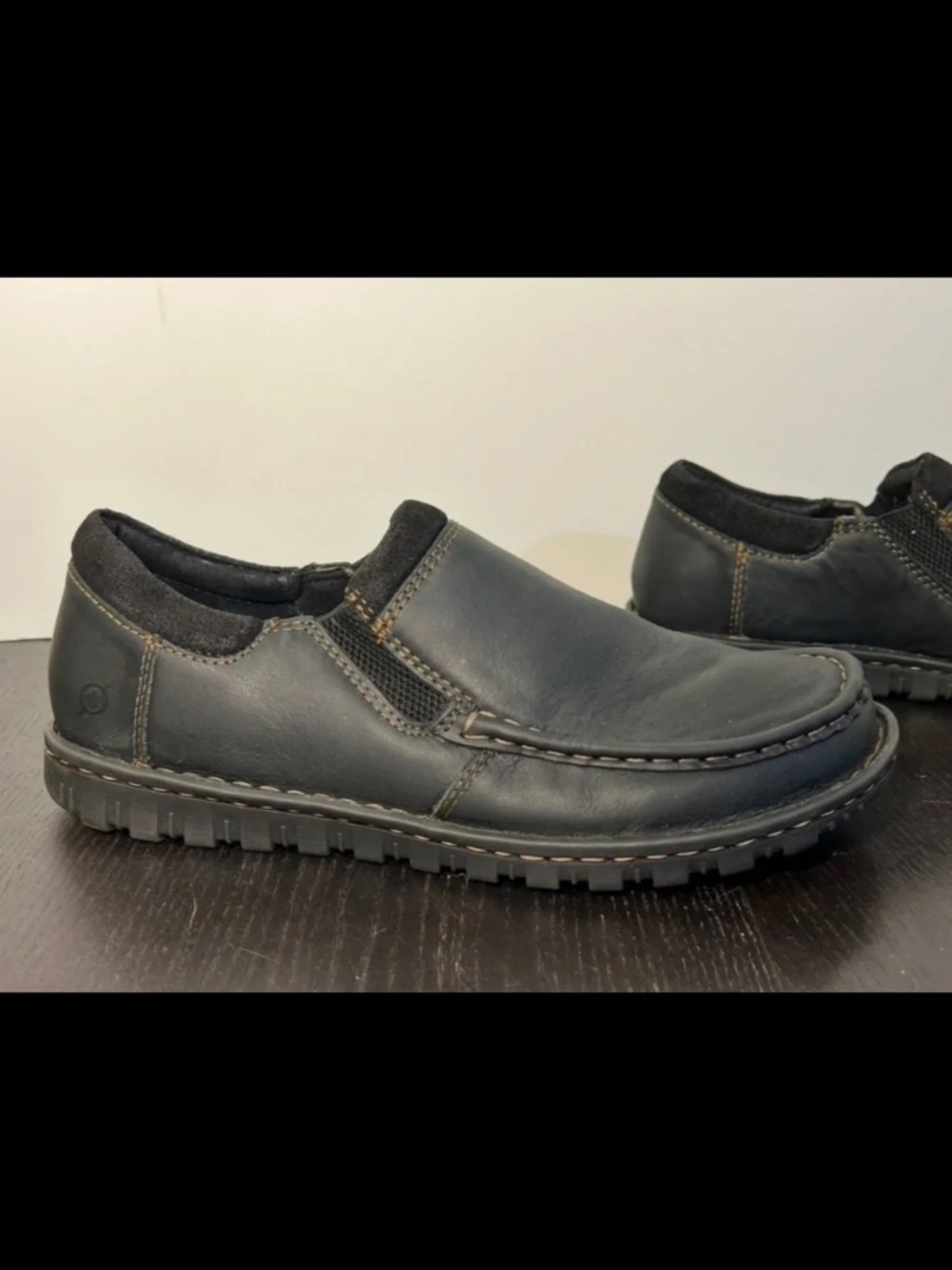 NWOB - Born Gudmund Leather Slip On Casual Loafers Black Mens 11